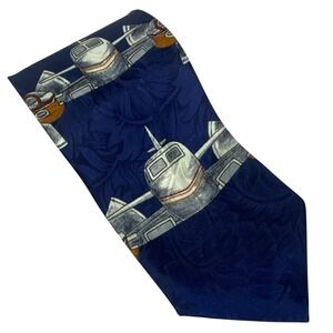 Renaissance Aviation Airplane Jacquard Pilot Flying Novelty Tie Blue ‎ 56x4